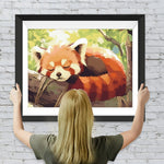 Roter Panda schläft im Baum Diamond Painting
