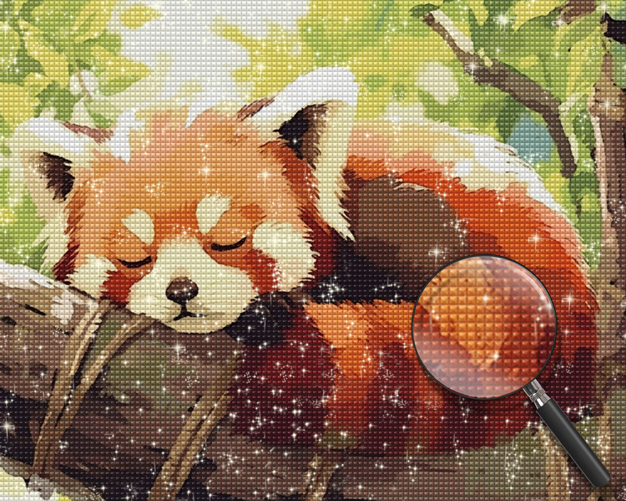 Roter Panda schläft im Baum Diamond Painting