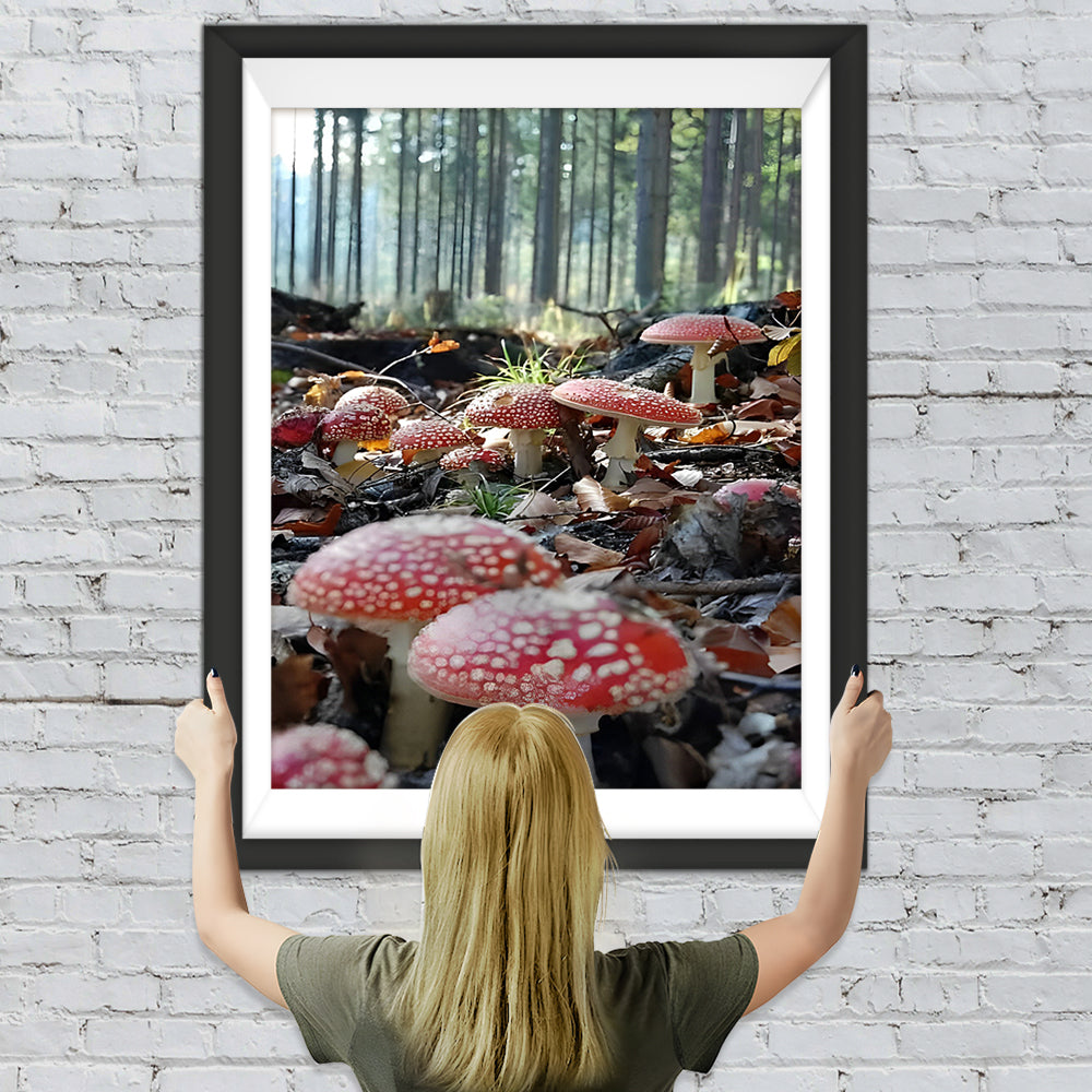 Roter Pilz im Wald Diamond Painting