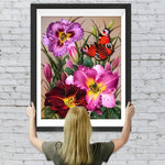 Roter Schmetterling und Blumen Diamond Painting