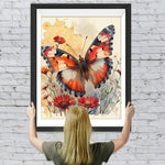 Roter Schmetterling und Blumen Diamond Painting