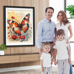 Roter Schmetterling und Blumen Diamond Painting