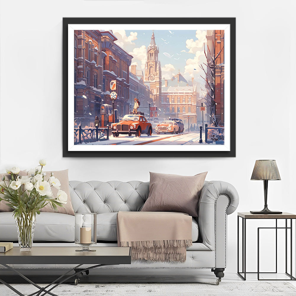 Rotes Auto auf der Londoner Straße Diamond Painting