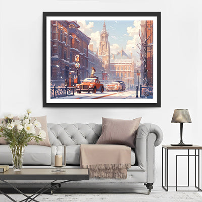 Rotes Auto auf der Londoner Straße Diamond Painting