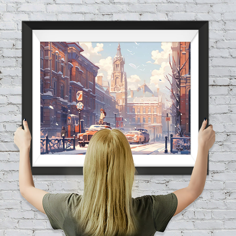 Rotes Auto auf der Londoner Straße Diamond Painting