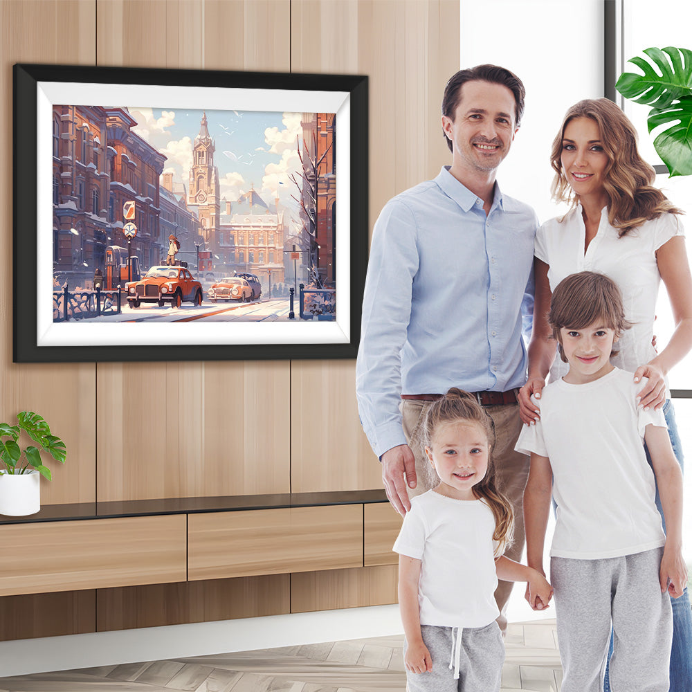 Rotes Auto auf der Londoner Straße Diamond Painting