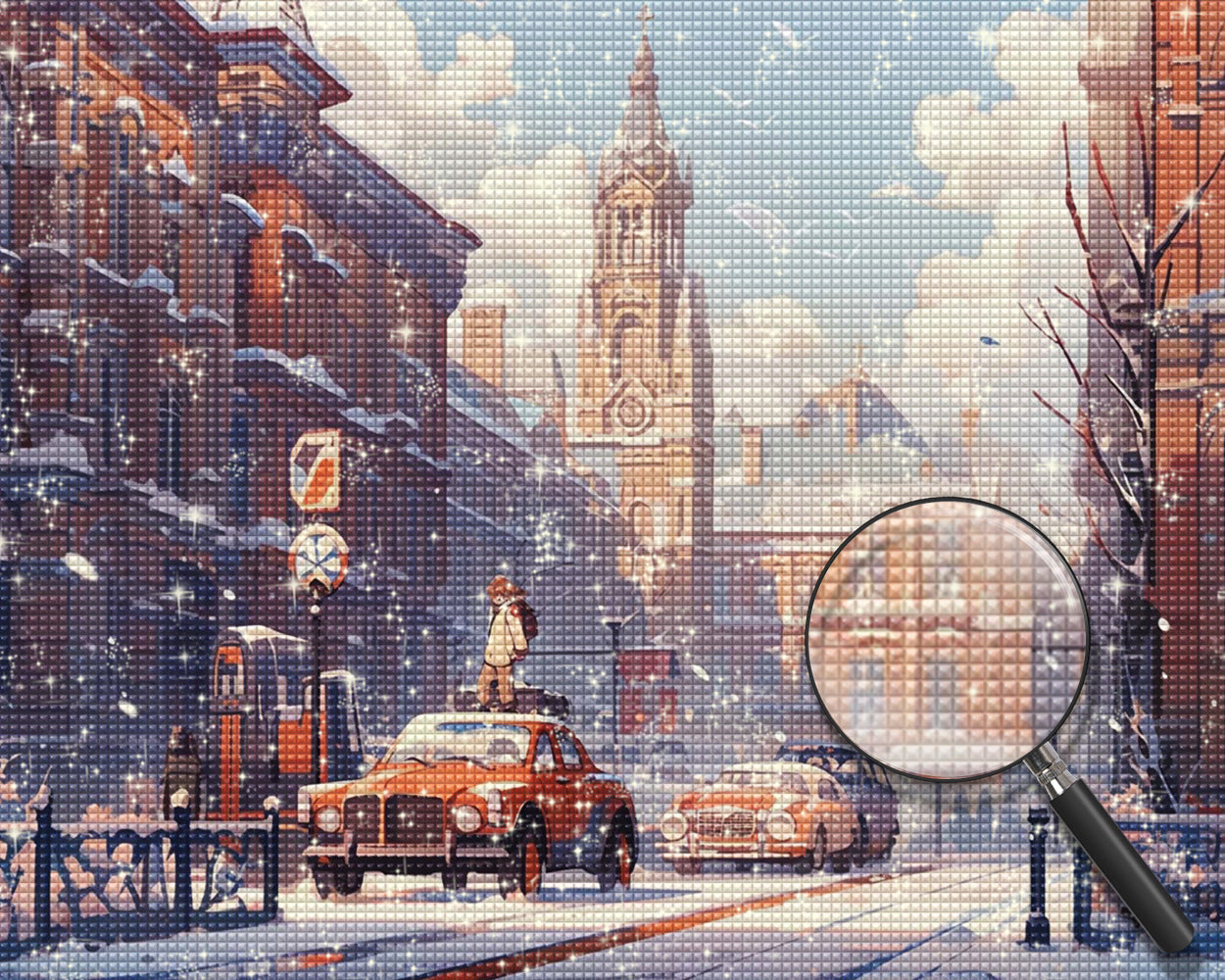 Rotes Auto auf der Londoner Straße Diamond Painting