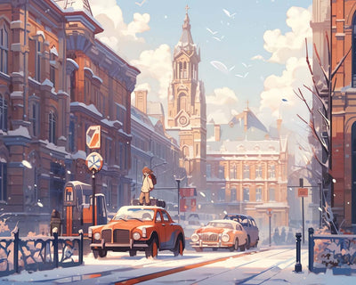 Rotes Auto auf der Londoner Straße Diamond Painting
