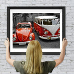 Rotes Auto und Bus Diamond Painting