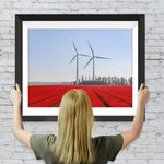 Rotes Blumenfeld und Windräder Diamond Painting