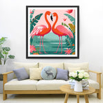 Rotes Flamingo-Paar auf dem See Diamond Painting