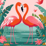 Rotes Flamingo-Paar auf dem See Diamond Painting