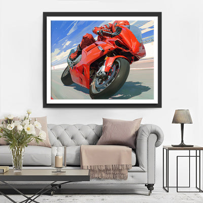 Rotes Motorrad Diamond Painting