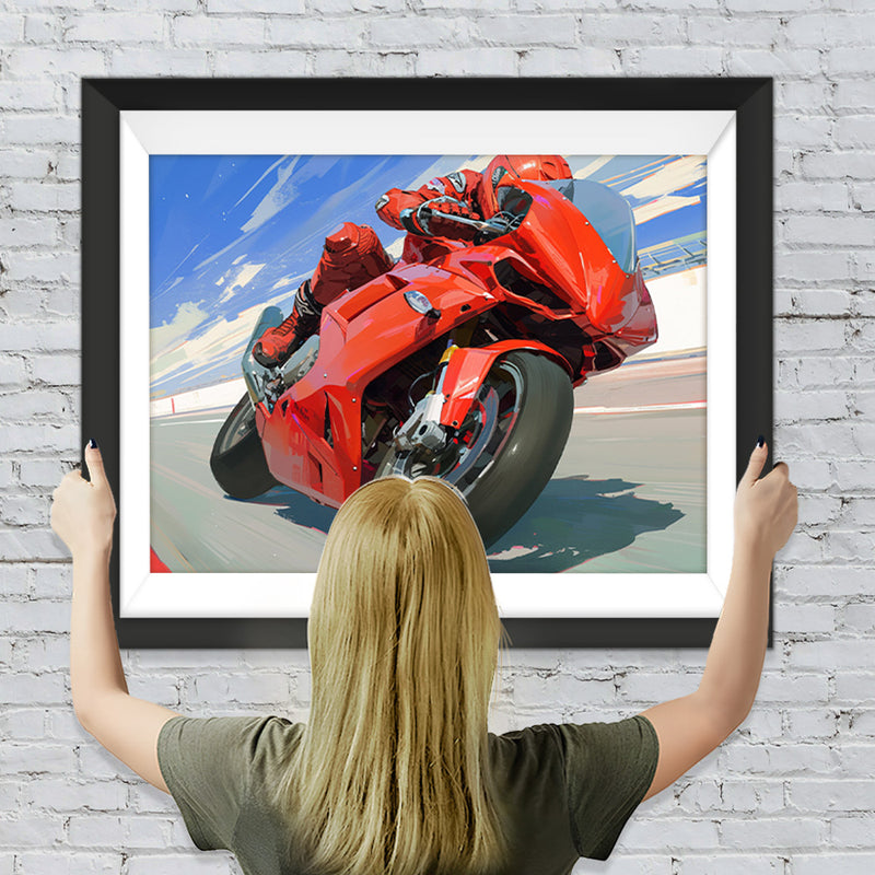 Rotes Motorrad Diamond Painting