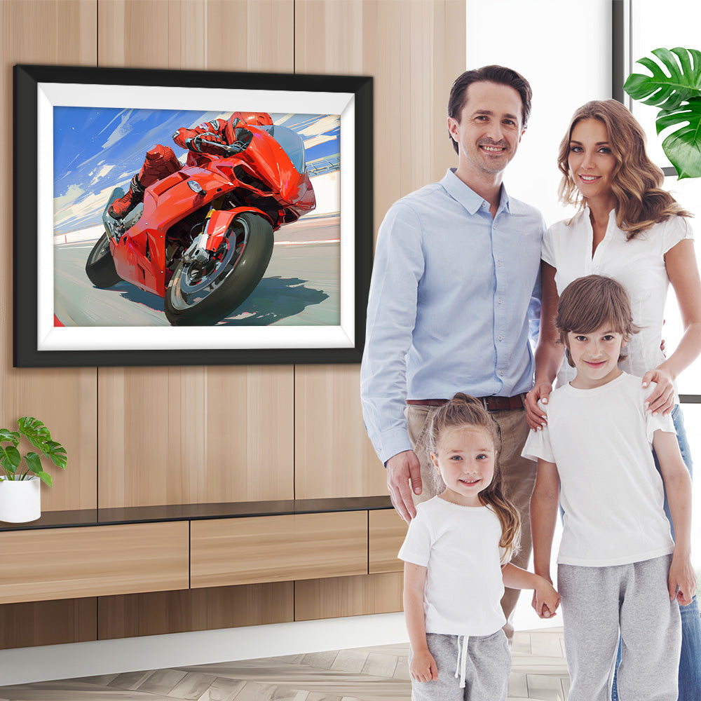 Rotes Motorrad Diamond Painting