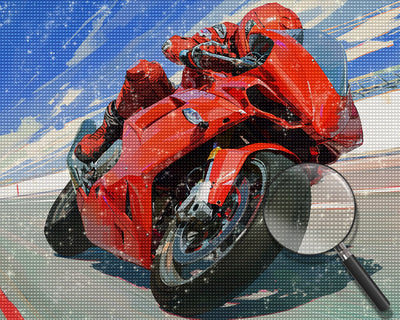 Rotes Motorrad Diamond Painting