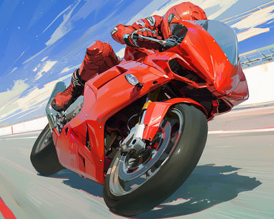 Rotes Motorrad Diamond Painting