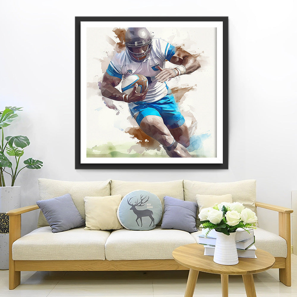Rugbyspieler läuft Diamond Painting