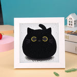 Runde schwarze Katze Mini-Kristallpünktchen Diamond Painting
