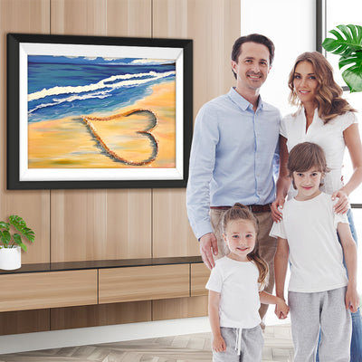 Sandstrand, Meer und Herz Diamond Painting