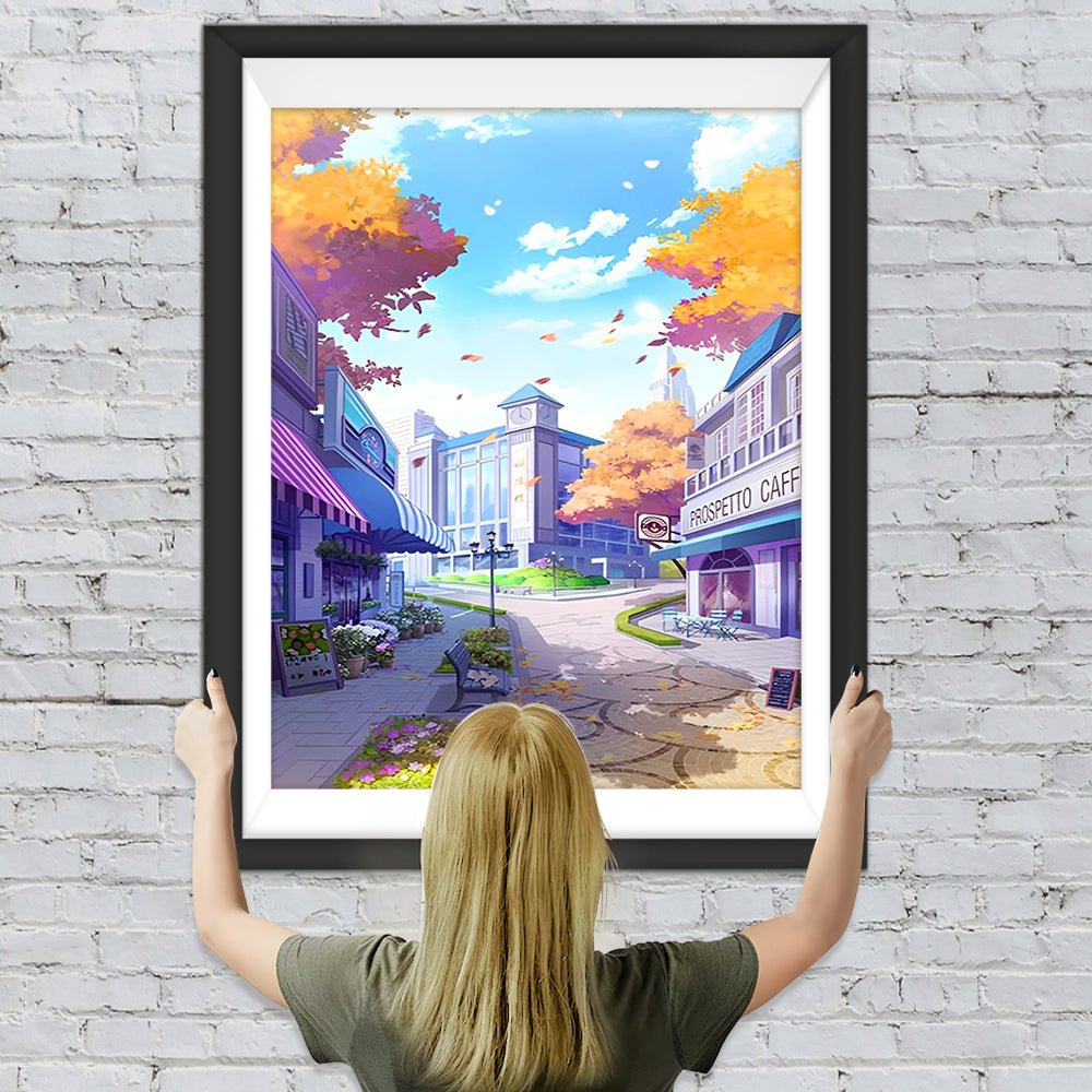 Saubere und schöne Stadt und blauer Himmel Diamond Painting