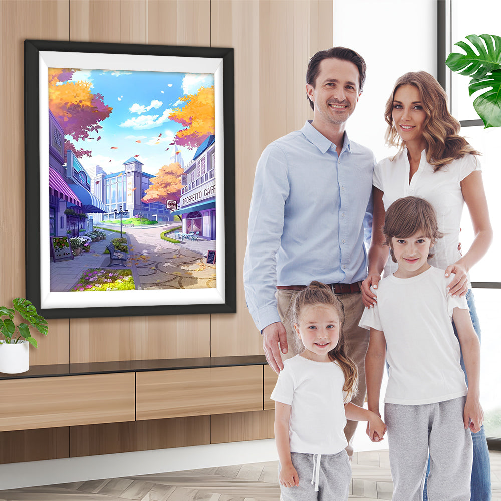 Saubere und schöne Stadt und blauer Himmel Diamond Painting