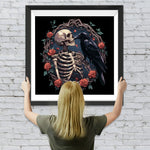 Schädel, Rabe und Rose Diamond Painting