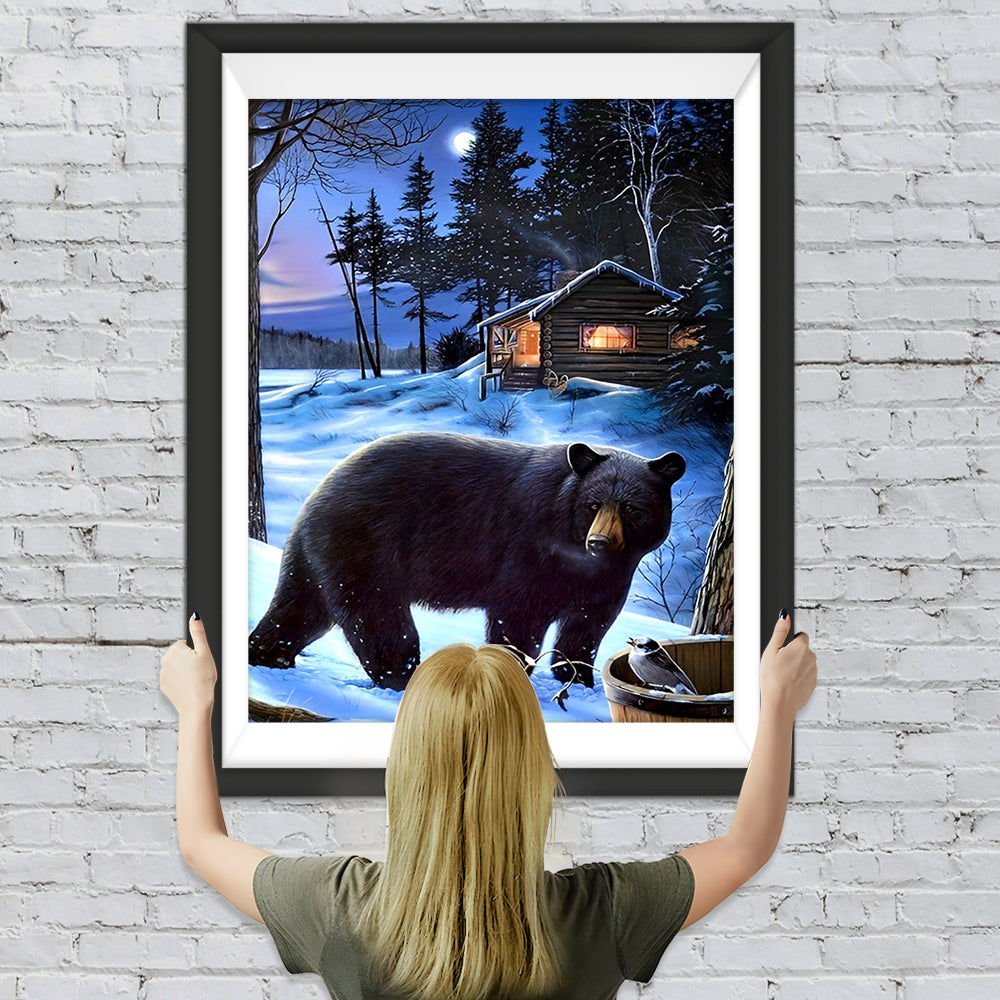 Scharzer Bär im Winter Diamond Painting