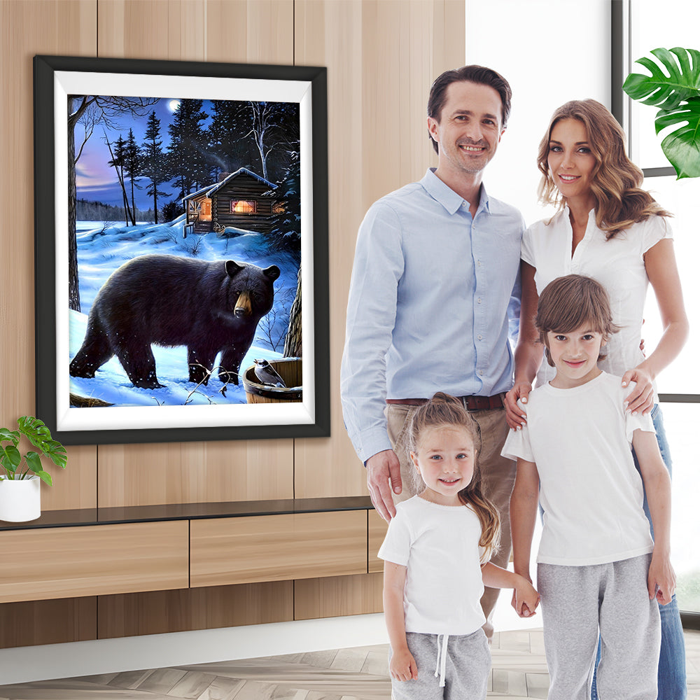 Scharzer Bär im Winter Diamond Painting