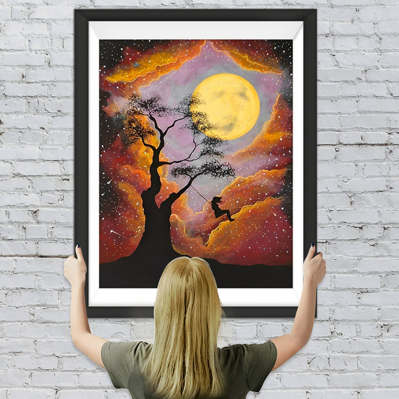 Schaukeln Baum Vollmond Diamond Painting