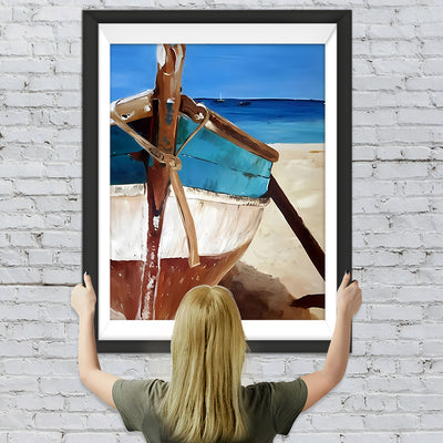 Schiff am Strand Diamond Painting