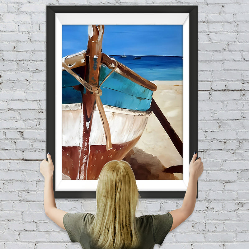 Schiff am Strand Diamond Painting