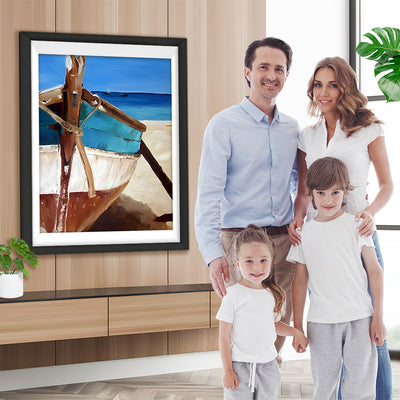 Schiff am Strand Diamond Painting