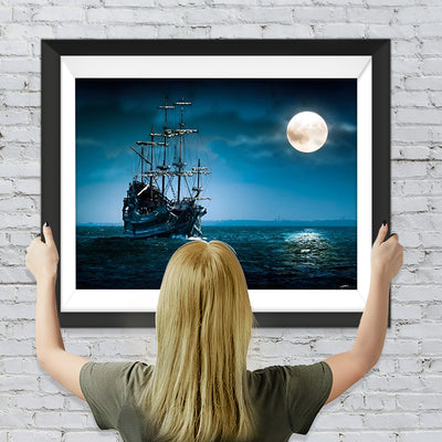 Schiff von Piraten und Vollmond Diamond Painting