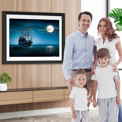 Schiff von Piraten und Vollmond Diamond Painting