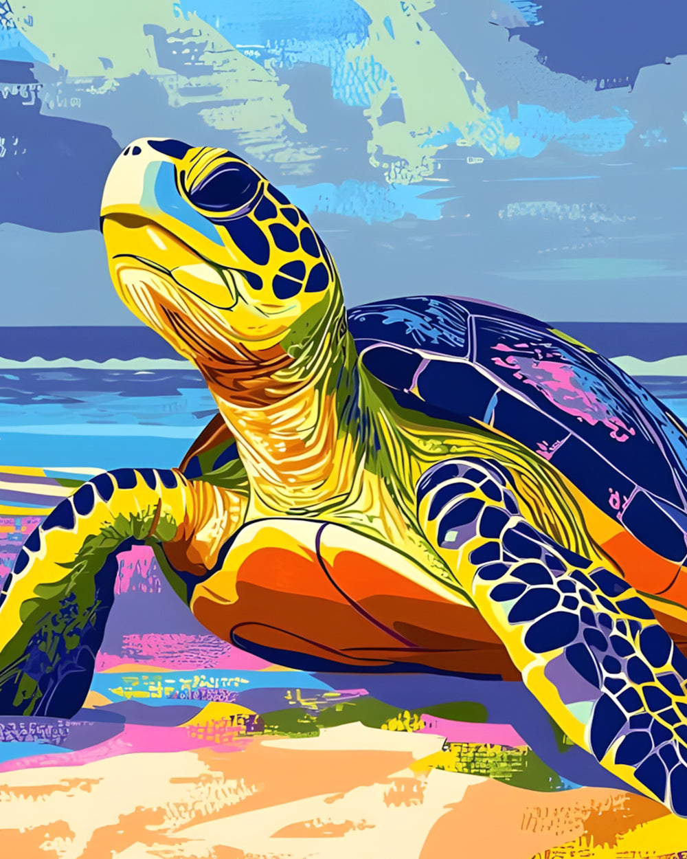 Schildkröte an der Küste Diamond Painting