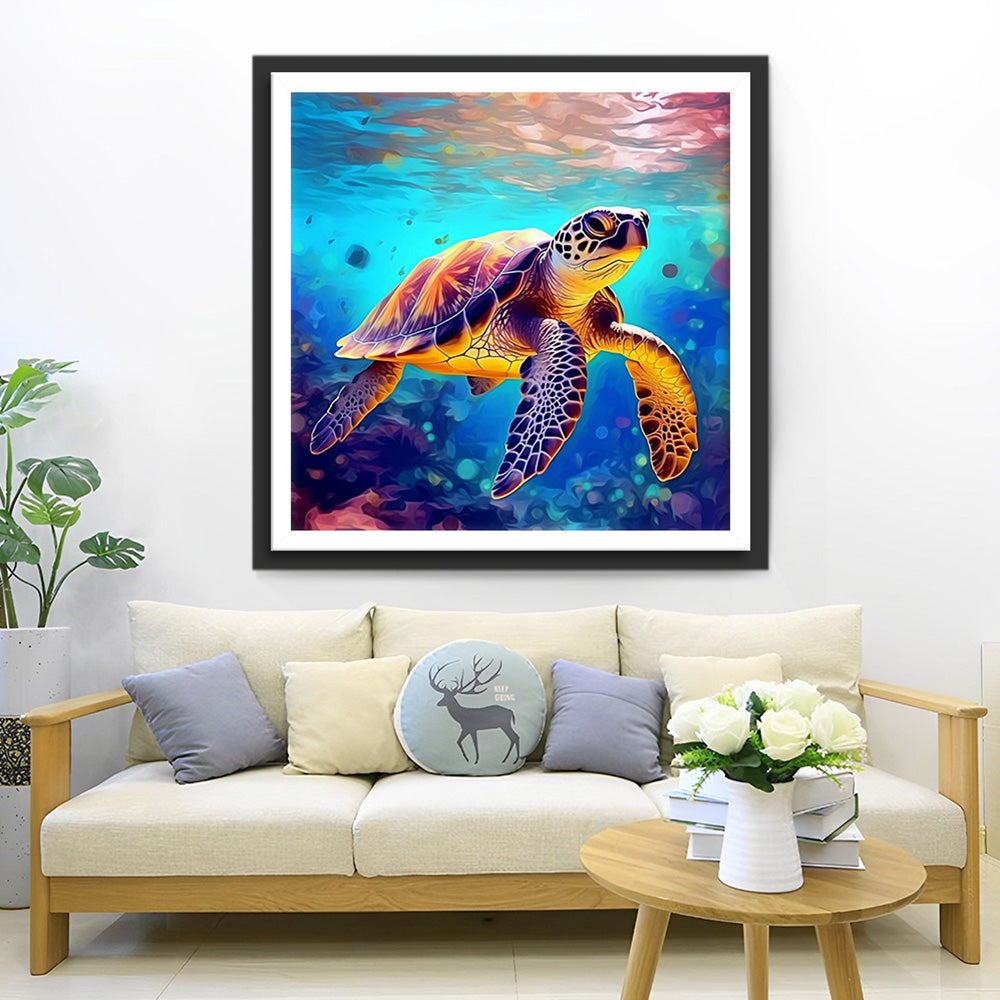 Schildkröte schwimmt im Meer Diamond Painting