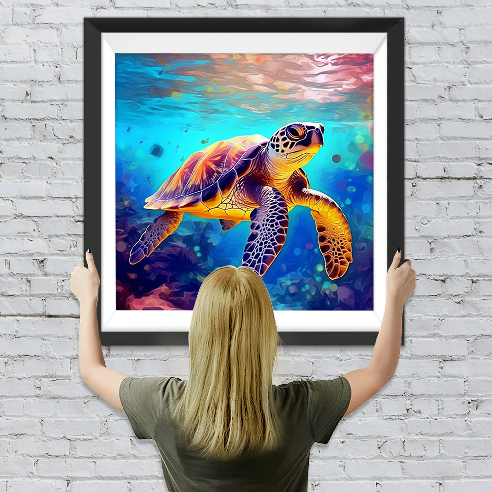 Schildkröte schwimmt im Meer Diamond Painting