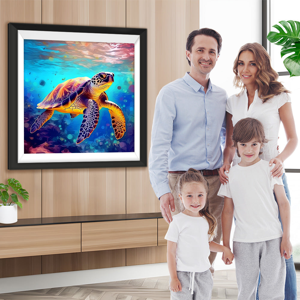 Schildkröte schwimmt im Meer Diamond Painting