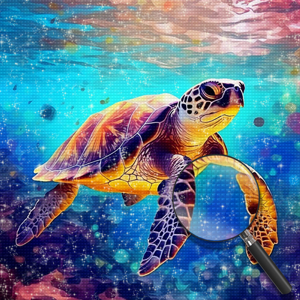 Schildkröte schwimmt im Meer Diamond Painting