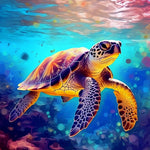 Schildkröte schwimmt im Meer Diamond Painting