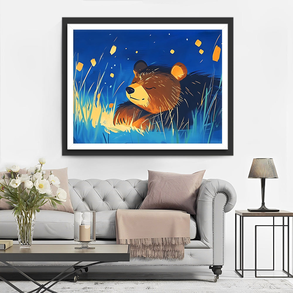 Schlafender Bär im Gras Diamond Painting
