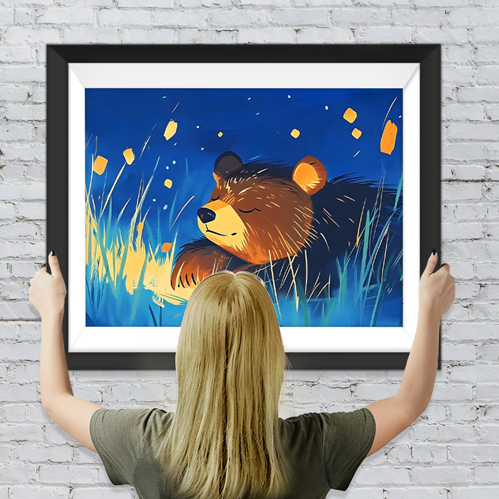 Schlafender Bär im Gras Diamond Painting