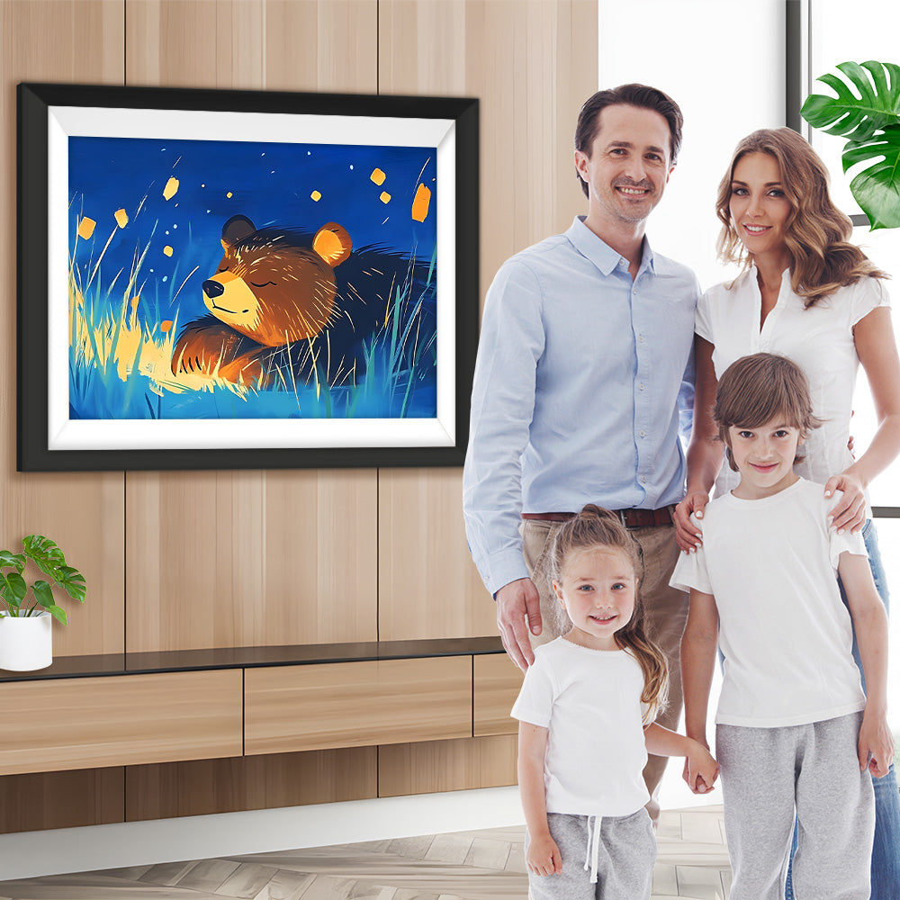 Schlafender Bär im Gras Diamond Painting