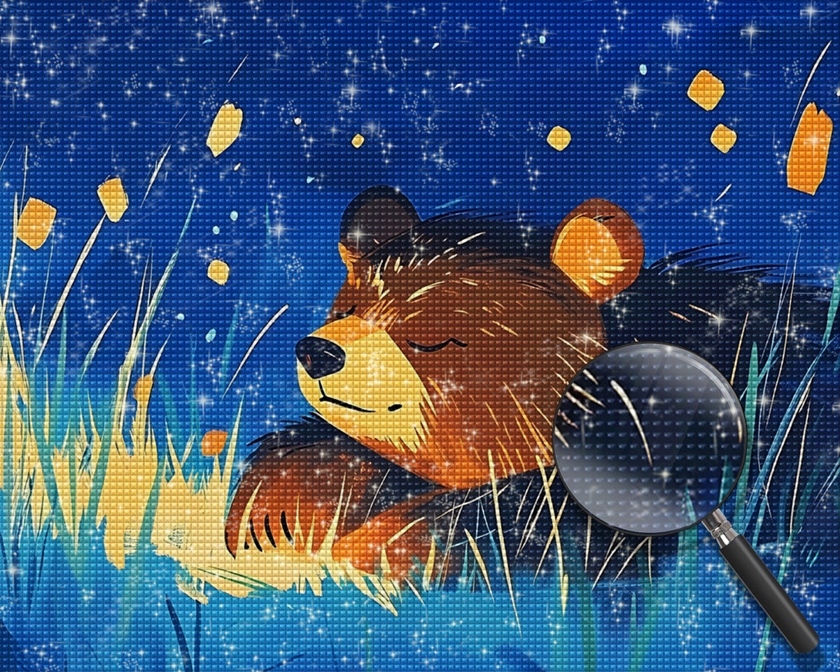 Schlafender Bär im Gras Diamond Painting