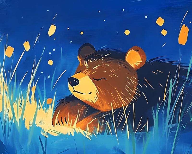 Schlafender Bär im Gras Diamond Painting