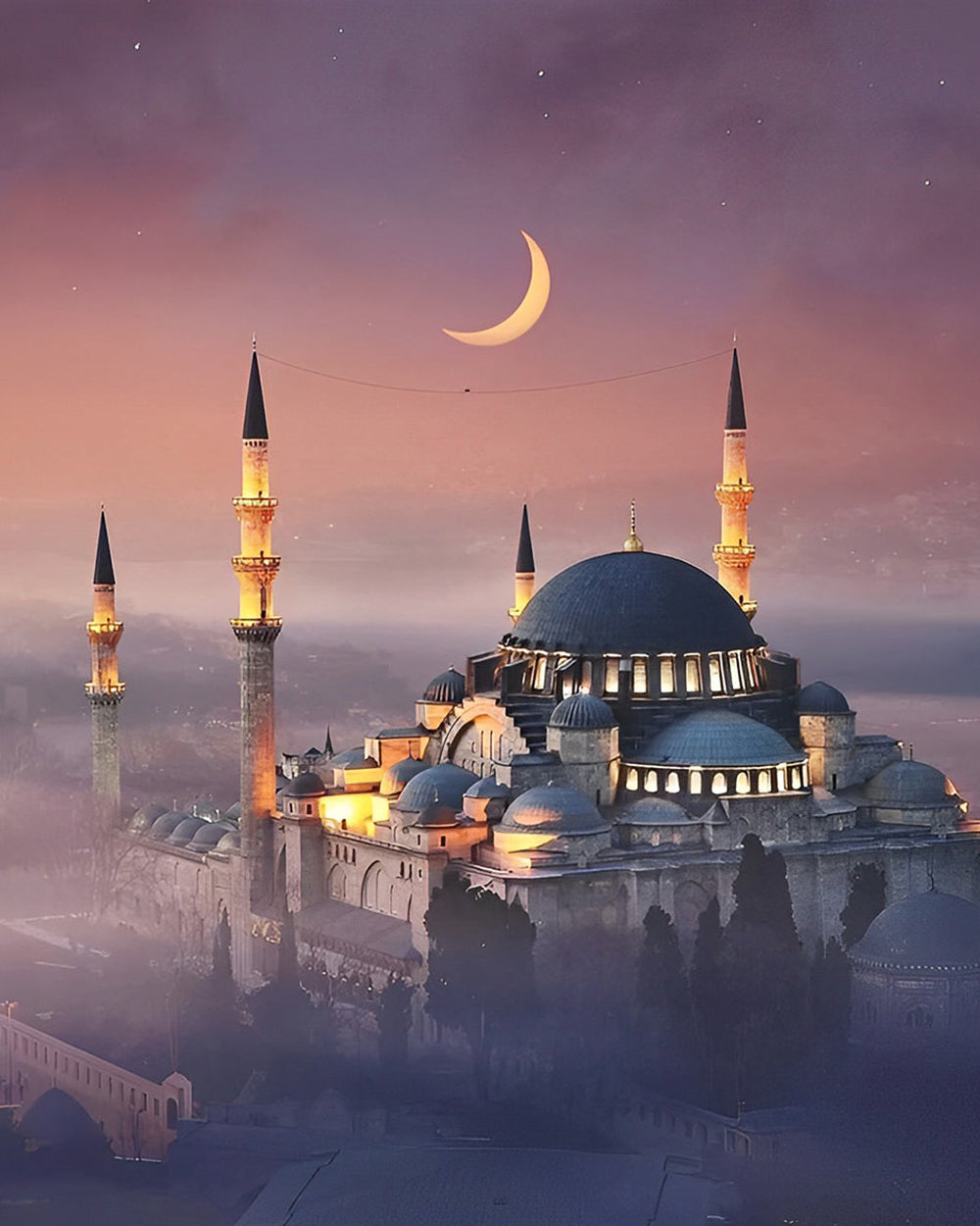 Schloss im Mondschein Diamond Painting