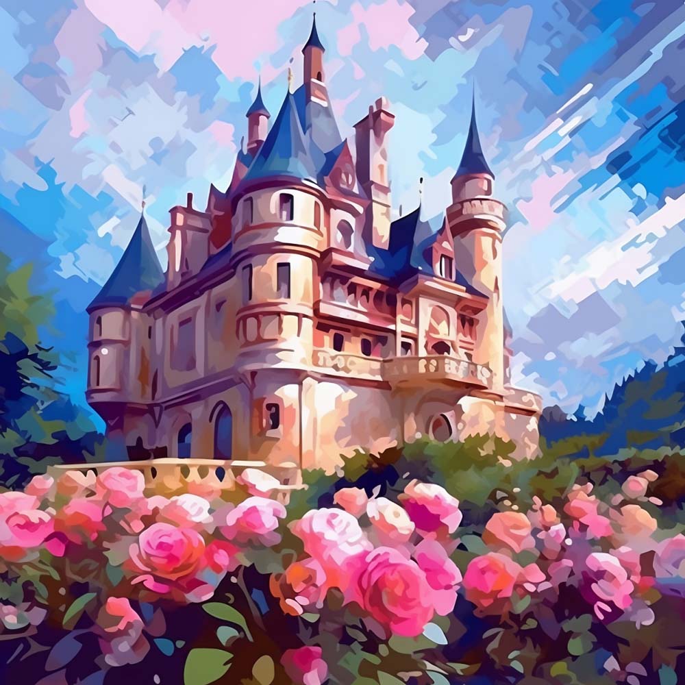 Schloss Rosa Rose Diamond Painting