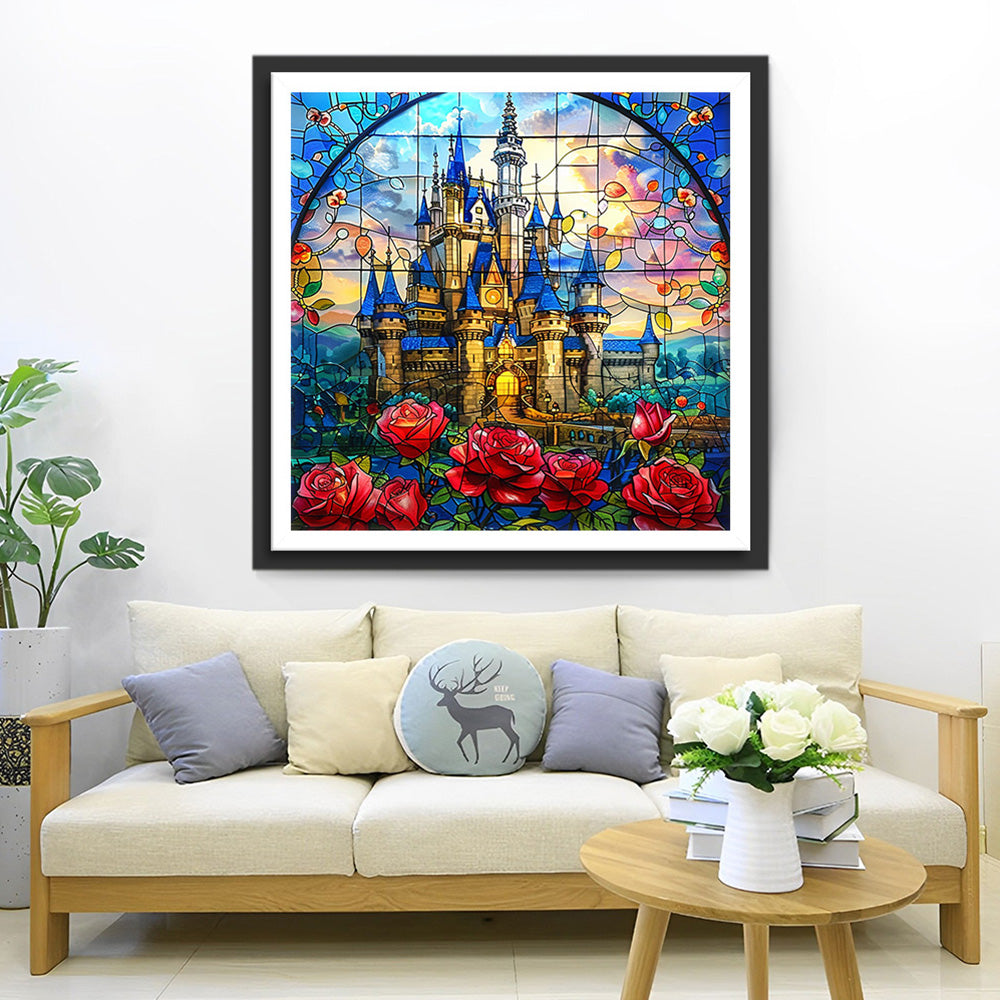 Schloss Rote Rose Diamond Painting