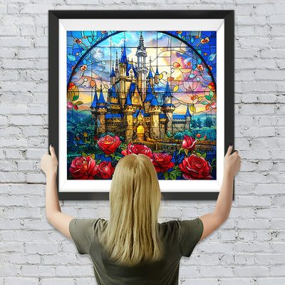 Schloss Rote Rose Diamond Painting